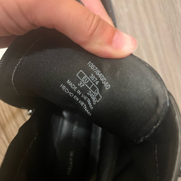 EUC Pearl Embellished Black Leather Combat Boots - Picture 6 of 7